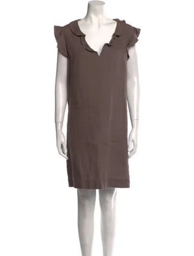 Pre-owned Finley Linen Mini Dress In Gray