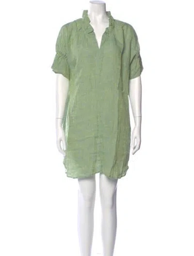 Pre-owned Finley Linen Mini Dress In Green