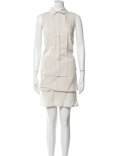 Pre-owned Finley Linen Mini Dress In Neutral