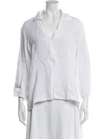 Pre-owned Finley Linen V-neck Top W/ Tags In White