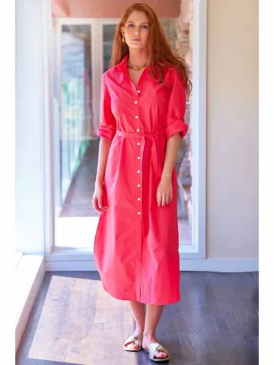 Finley Long Alex Shirt Dress In Coral In Pink