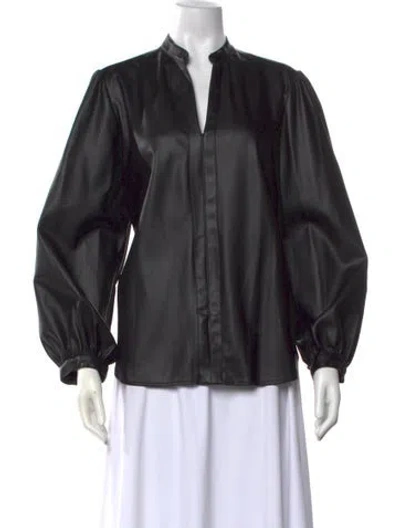 Pre-owned Finley Long Sleeve Blouse In Black