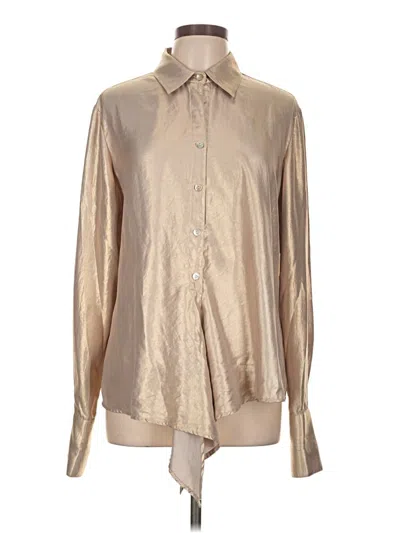 Pre-owned Finley Long Sleeve Blouse In Gold