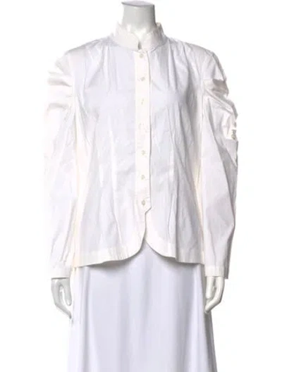 Pre-owned Finley Long Sleeve Blouse In Neutrals/white