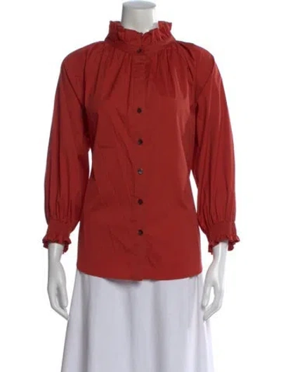 Pre-owned Finley Long Sleeve Blouse In Orange
