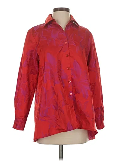 Pre-owned Finley Long Sleeve Blouse In Red