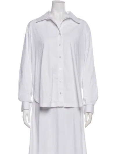 Pre-owned Finley Long Sleeve Blouse In White