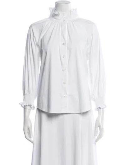 Pre-owned Finley Long Sleeve Blouse In White