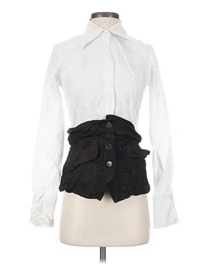 Pre-owned Finley Long Sleeve Blouse In White