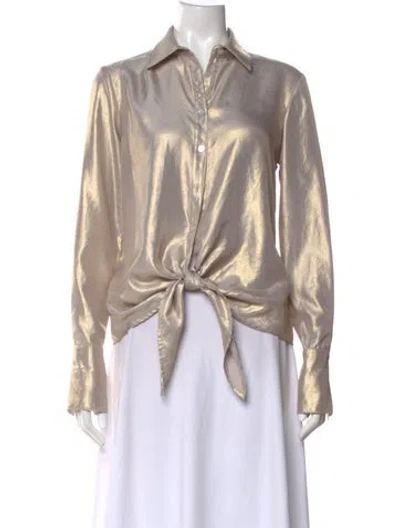 Pre-owned Finley Long Sleeve Button-up Top