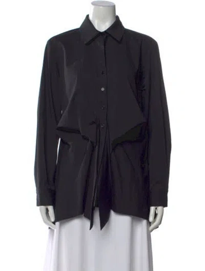 Pre-owned Finley Long Sleeve Button-up Top In Black