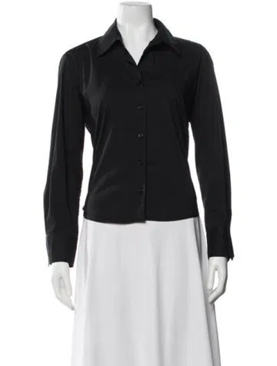Pre-owned Finley Long Sleeve Button-up Top In Black