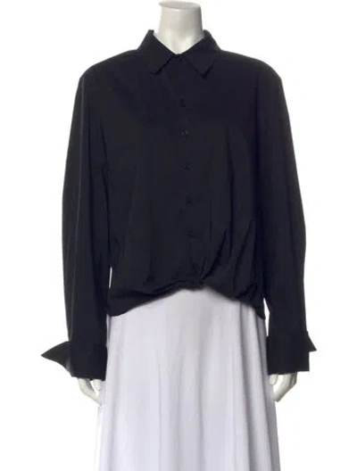 Pre-owned Finley Long Sleeve Button-up Top In Black