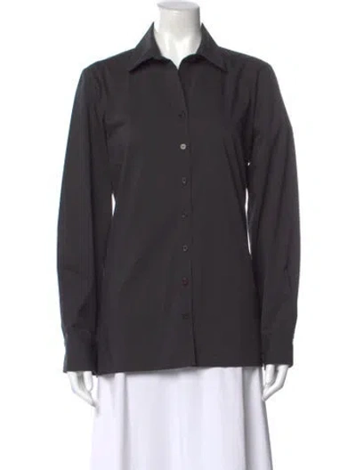Pre-owned Finley Long Sleeve Button-up Top In Gray