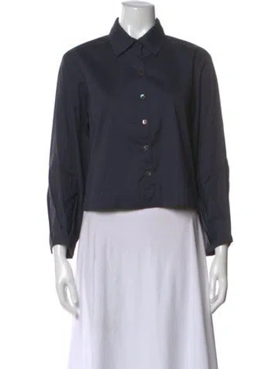 Pre-owned Finley Long Sleeve Button-up Top In Gray