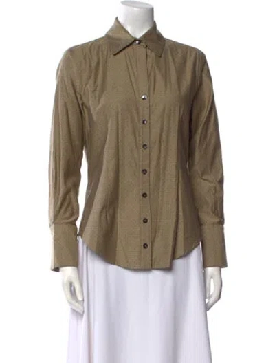 Pre-owned Finley Long Sleeve Button-up Top In Neutral