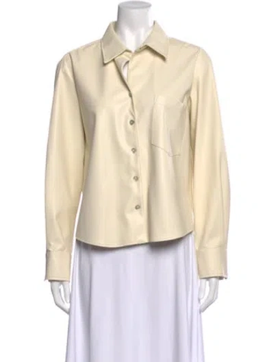 Pre-owned Finley Long Sleeve Button-up Top In Neutral