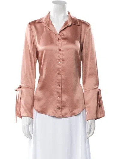 Pre-owned Finley Long Sleeve Button-up Top In Orange