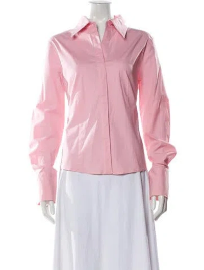 Pre-owned Finley Long Sleeve Button-up Top In Pink