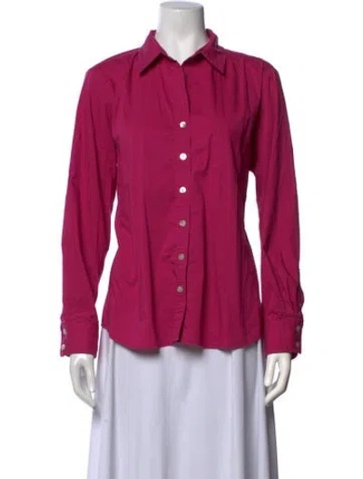 Pre-owned Finley Long Sleeve Button-up Top In Pink