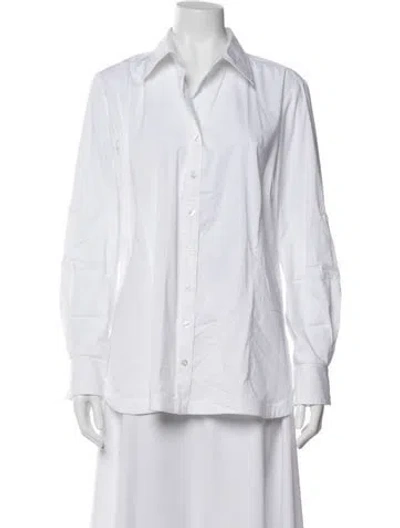 Pre-owned Finley Long Sleeve Button-up Top W/ Tags In White