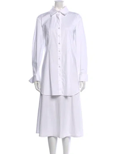 Pre-owned Finley Long Sleeve Button-up Top In White