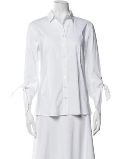 Pre-owned Finley Long Sleeve Button-up Top In White