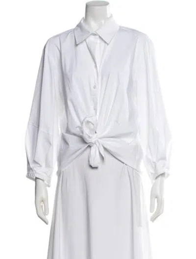 Pre-owned Finley Long Sleeve Button-up Top In White