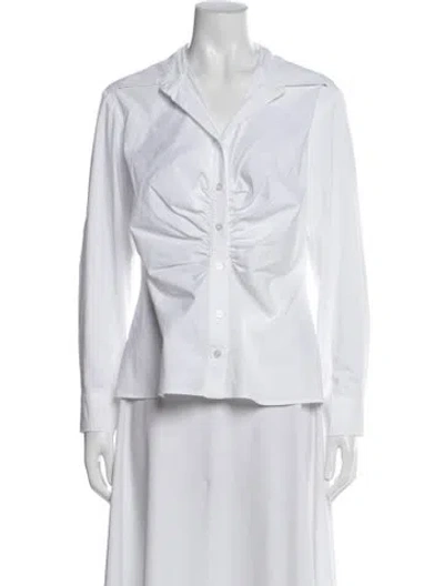Pre-owned Finley Long Sleeve Button-up Top In White