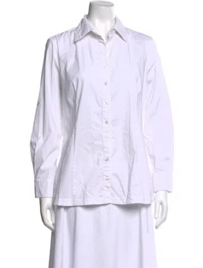 Pre-owned Finley Long Sleeve Button-up Top In White