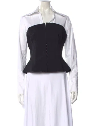 Pre-owned Finley Long Sleeve Button-up Top In White