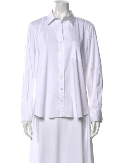 Pre-owned Finley Long Sleeve Button-up Top In White