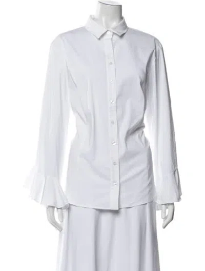 Pre-owned Finley Long Sleeve Button-up Top In White