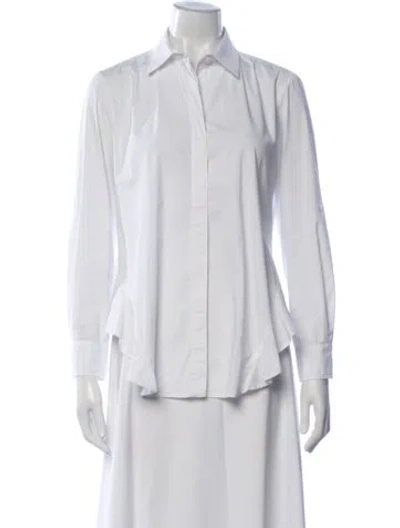Pre-owned Finley Long Sleeve Button-up Top In White
