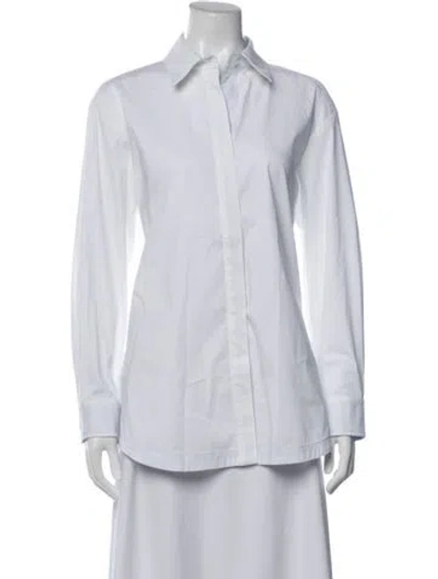 Pre-owned Finley Long Sleeve Button-up Top In White