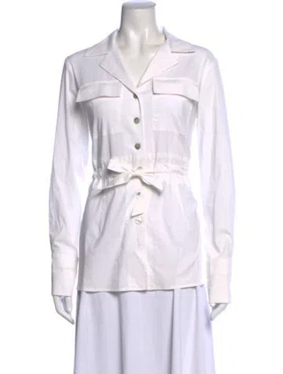 Pre-owned Finley Long Sleeve Button-up Top In White