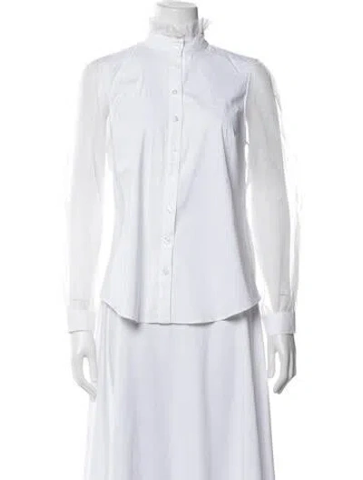 Pre-owned Finley Long Sleeve Button-up Top In White