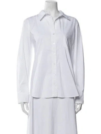 Pre-owned Finley Long Sleeve Button-up Top In White