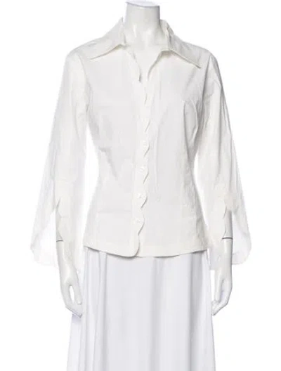 Pre-owned Finley Long Sleeve Button-up Top In White