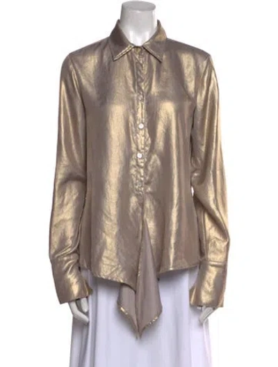 Pre-owned Finley Long Sleeve Button-up Top In Yellow