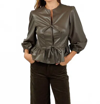Finley Luna Vegan Leather Top In Mousse In Green