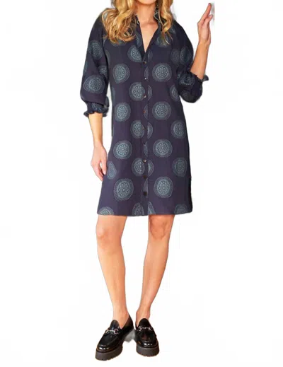 Finley Mallory Medallion Jacquard Shirt Dress In Dark Teal In Blue