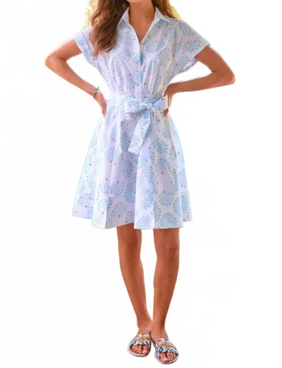 Finley Mended Peacock Print Short Chantal Dress In Turquoise In Multi