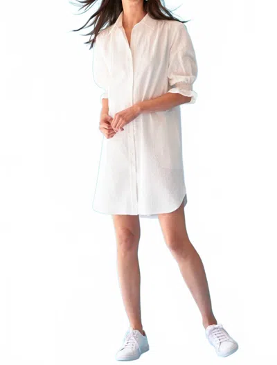 Finley Miller Eyelet Striped Midi Shirtdress In White