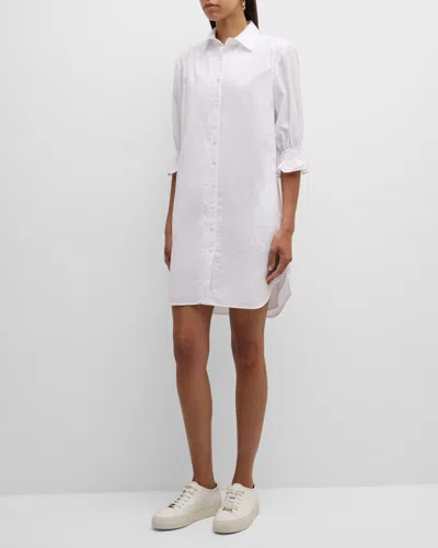 Finley Miller Eyelet Striped Midi Shirtdress In White Multi