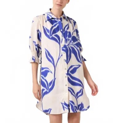 Finley Miller Mini Shirt Dress In Blu Batik In Multi