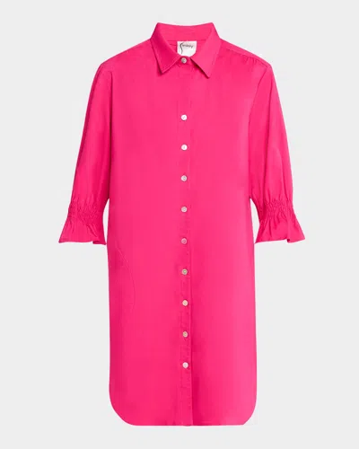 Finley Miller Solid Stretch Shift Shirtdress In Fuschia