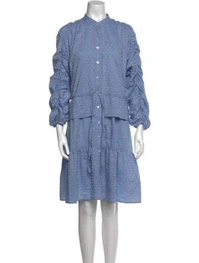 Pre-owned Finley Mock Neck Knee-length Dress In Blue