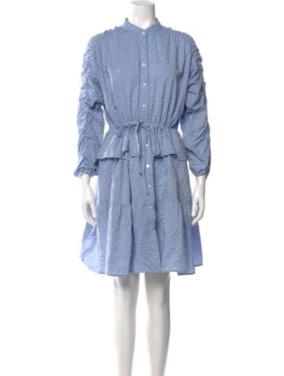 Pre-owned Finley Mock Neck Knee-length Dress In Blue
