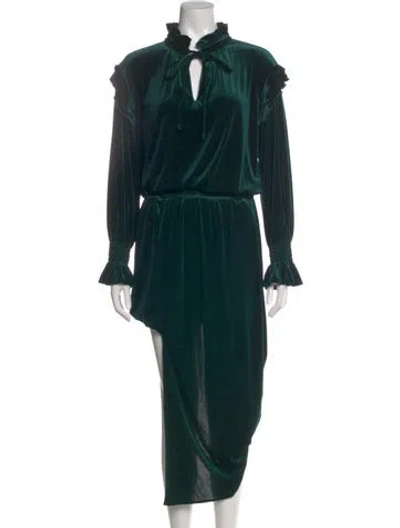 Pre-owned Finley Mock Neck Long Dress In Green